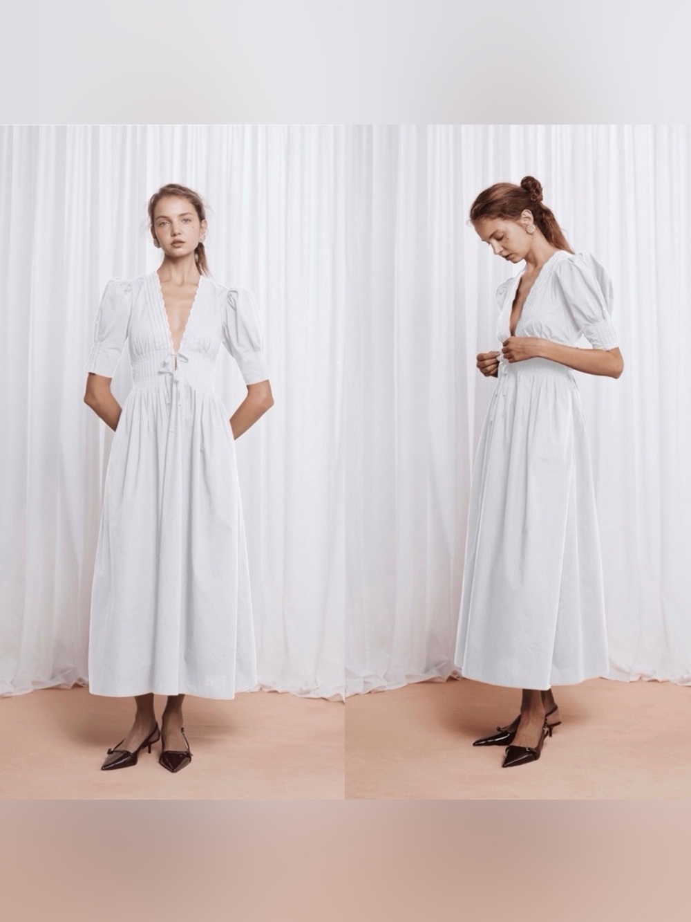 NWT Lovaan- Boehm Short-Sleeve Cotton Midi Dress White Size AU 6 US 2 Summer - Picture 1 of 14